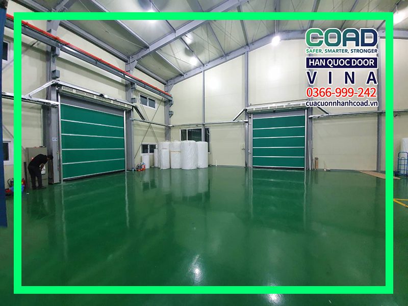 Cửa cuốn nhanh (speed door) tiêu chuẩn màu xanh lá - COAD VINA