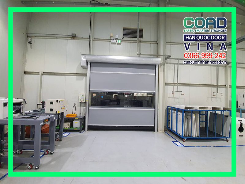 Cửa cuốn nhanh có màn ngăn PVC kháng khuẩn