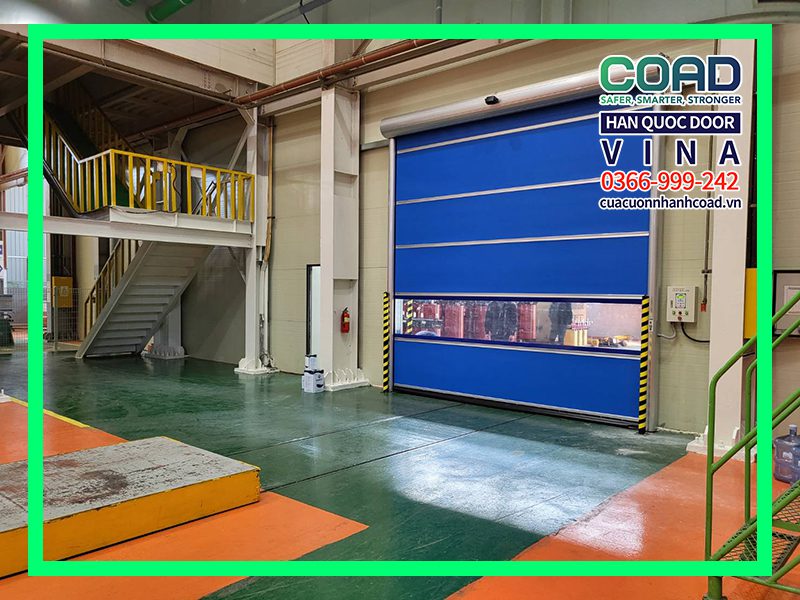 cửa cuốn nhanh màu xanh coad
