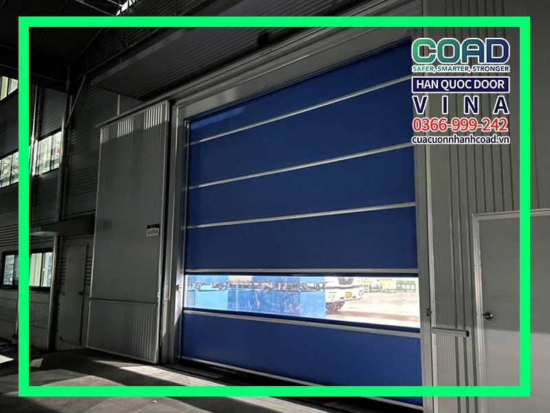 Cửa cuốn nhanh tiết kiệm C-VE màu xanh - Cửa cuốn nhanh COAD