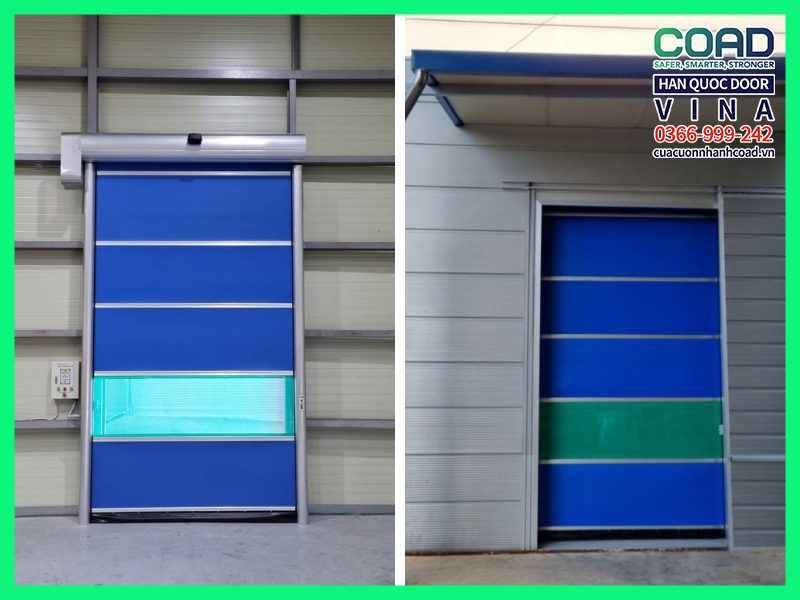 Cửa cuốn nhanh màu xanh tiêu chuẩn