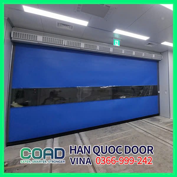 cửa cuốn nhanh coad kết hợp quạt chắn gió