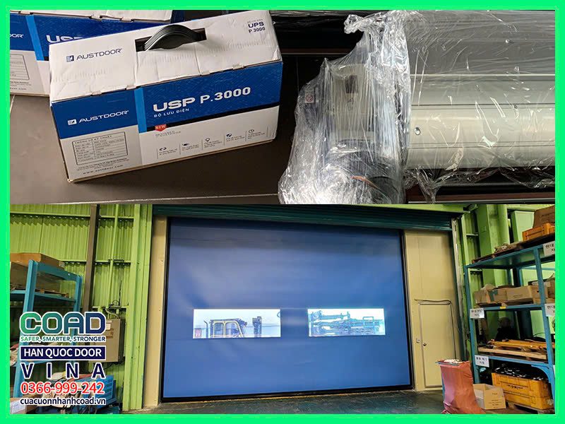 Cửa cuốn nhanh tich hợp bình lưu điện - COAD VINA