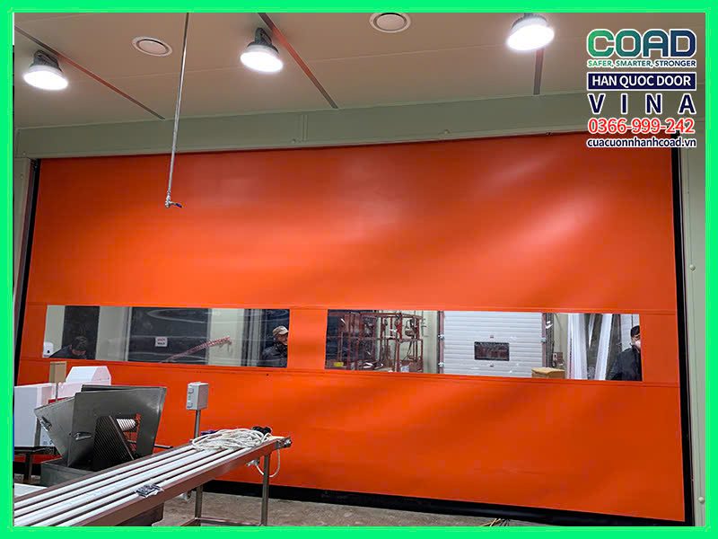 Cửa cuốn nhựa PVC tốc độ cao tự phục hồi màu cam - Cửa lớn - COAD VINA