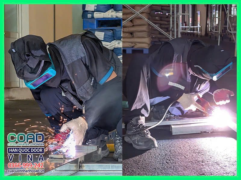 hình ảnh thi công lắp cửa cuốn Coad tại nhà máy sữa Cần Thơ