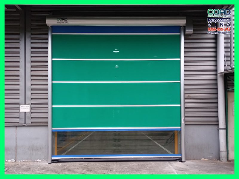 cửa cuốn tốc độ cao màn lưới xanh