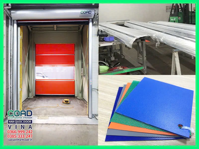 Cửa cuốn đóng mở nhanh sử dụng nhôm và màn PVC gia cường
