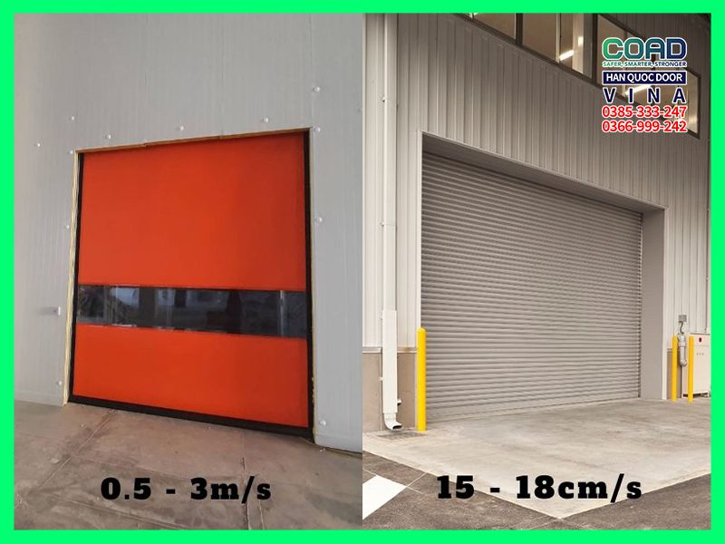 tốc độ của cửa cuốn nhựa pvc và cửa cuốn thép