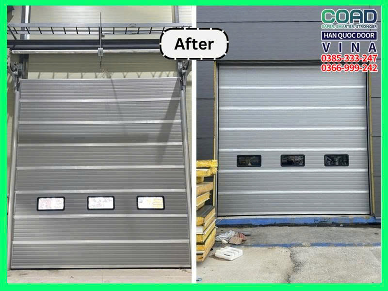 Sau khi lắp đặt cửa trượt trần C-20 cho nhà máy