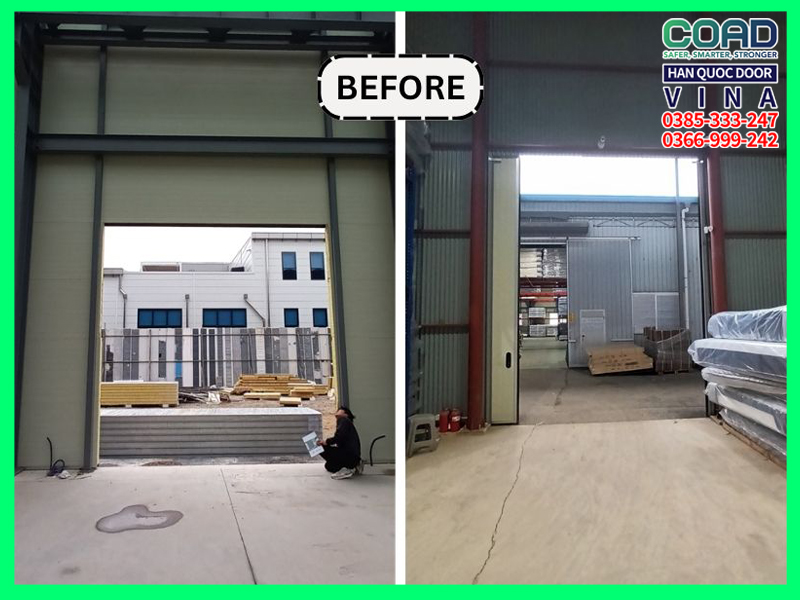 trước khi lắp đặt cửa trượt trần cho nhà máy
