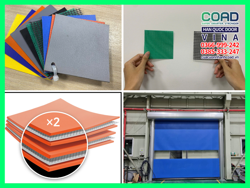 chất liệu nhựa PVC cửa cuốn nhanh COAD