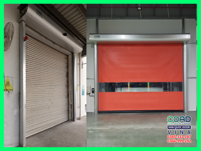 kết hợp cửa cuốn nhanh và cửa cuốn thép