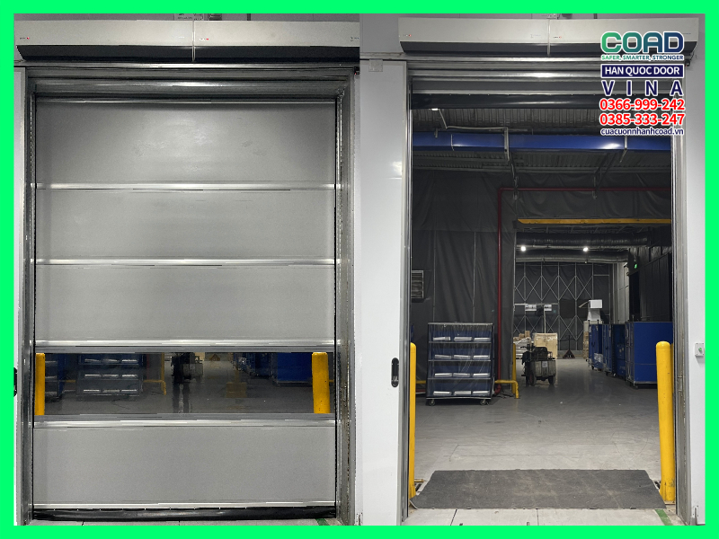 giải pháp cửa cuốn nhanh tự phục hồi dành cho khu vực có nhiều xe nâng