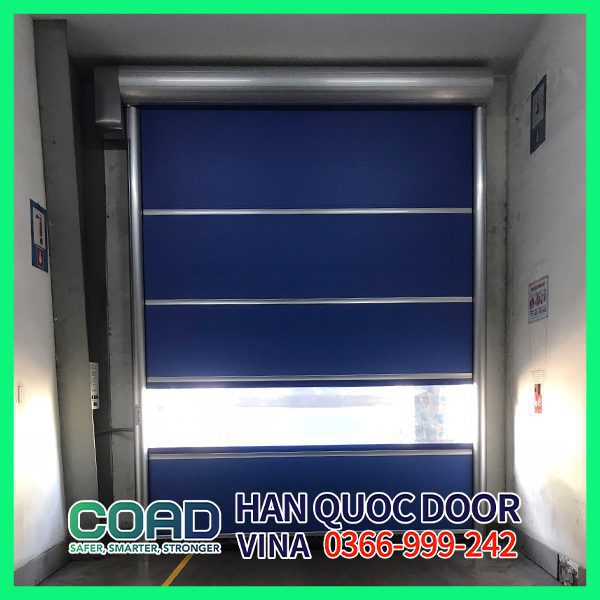 Cửa cuốn nhanh PVC tiêu chuẩn màu xanh dương